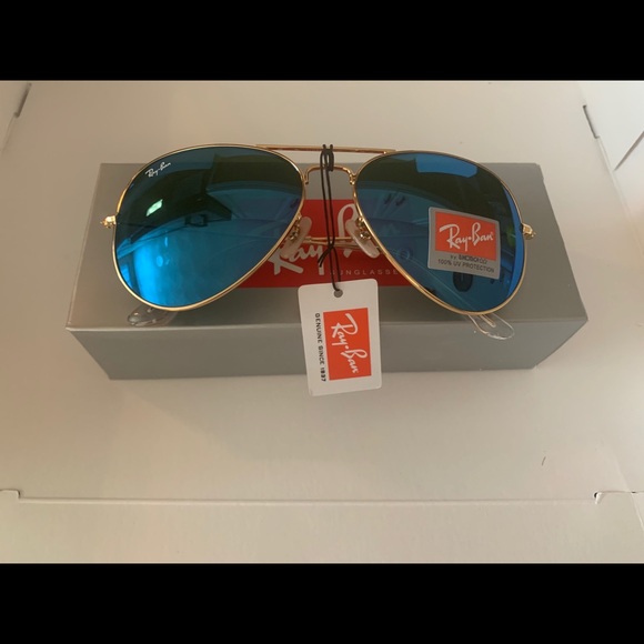 Ray-Ban blue flash mirror aviators - Picture 2 of 2